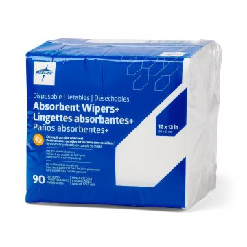 Absorbent Wipers+ Dry Wipes Bag Fragrance Free 90/Bag 12Ct