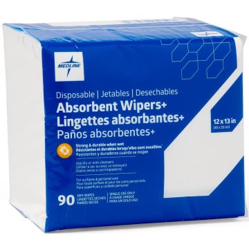 Absorbent Wipers+ Dry Wipes Bag Fragrance Free 90/Bag 90Ct