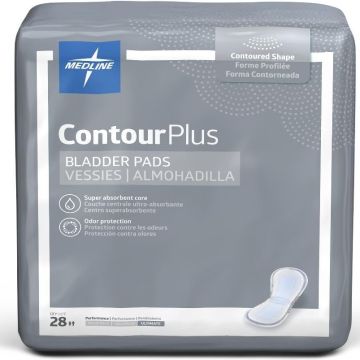 ContourPlus Bladder Control Pad for Incontinence Unisex Ultimate Absorbency 8in x 17in 28Ct