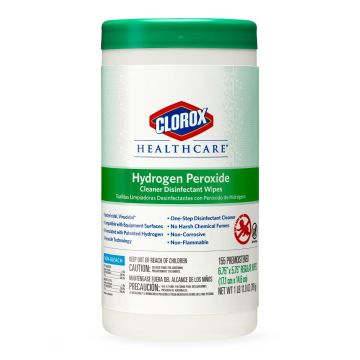 Clorox Hydrogen Peroxide Wipes 5.75in x 6.75in 155/Canister 6Ct