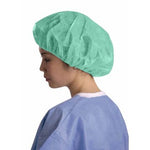Lightweight Bouffant Cap 1-Ply 24in Green 100Ct