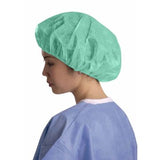 Lightweight Bouffant Cap 1-Ply 24in Green 100Ct
