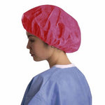 Lightweight Bouffant Cap 1-Ply 24in Red 500Ct