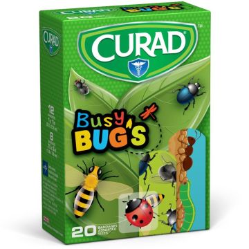 Curad Busy Bugs Bandages Plastic Strip Assorted Sizes 20Ct