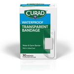 Curad Clear Waterproof Adhesive Bandages Strip 1in x 2.5in 30Ct