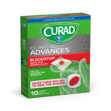 Curad Bloodstop Hemostatic Gauze 1in x 1in 10Ct