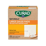 CURAD Naturals Gauze Pads Infused with Baking Soda 4in x 4in 75Ct