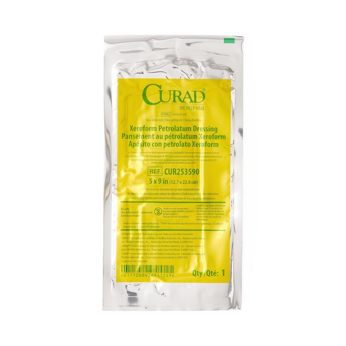 CURAD® Xeroform Sterile Gauze Dressing, 5" x 9" (12.7 x 22.9 cm)