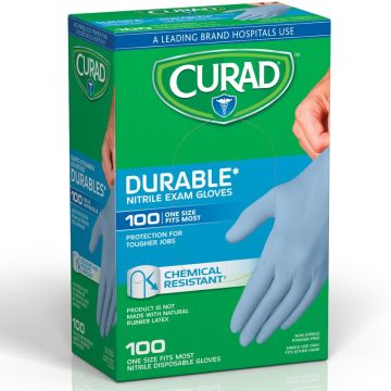 Curad Exam Gloves Nitrile Textured Fingertips One Size 100Ct