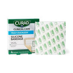CURAD Truly Ouchless Silicone Flexible Fabric Bandages 4in x 4in 4Ct