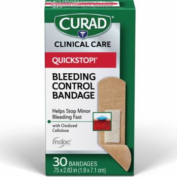 Curad QuickStop! Flex-Fabric Bandages Strip 0.75in x 2.83in 30Ct