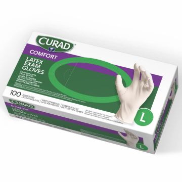 Curad Comfort Exam Gloves Latex Fully Textured L 100Ct