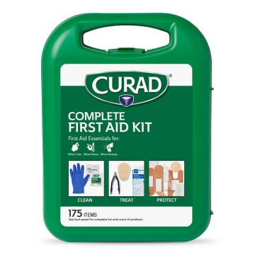 Curad 175-Piece Complete First Aid Kit No Splint Blue Nitrile Gloves 6Ct
