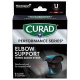 CURAD Performance Series Tennis Elbow Strap with Microban Left/Right Universal Black 4Ct