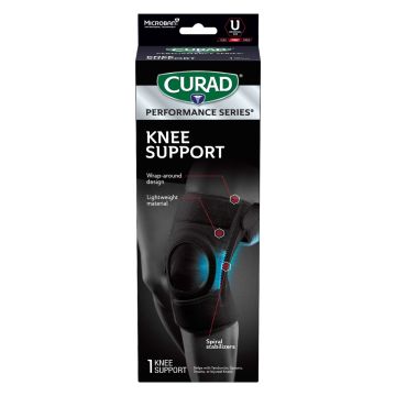 CURAD Performance Series Knee Support with Spiral Stabilizers Left/Right Universal Gray 4Ct