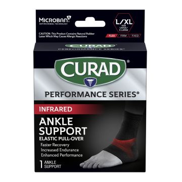 CURAD Performance Series Infrared Elastic Ankle Support Left/Right L/XL Black 4Ct