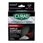 CURAD Performance Series Infrared Elastic Ankle Support Left/Right S/M Black 4Ct