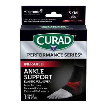 CURAD Performance Series Infrared Elastic Ankle Support Left/Right S/M Black 4Ct