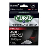 CURAD Performance Series Infrared Elastic Ankle Supports Left/Right L/XL Black 1Ct