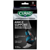 CURAD Performance Series Ankle Supports with Stays Left/Right Universal Black 4Ct