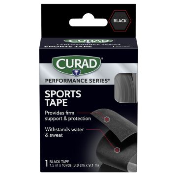 CURAD Performance Series Sports Tape 1.5in x 10yd Black 1Ct