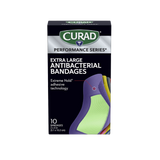 CURAD Performance Series Antibacterial Bandages XL Fabric Strip Assorted 30Ct
