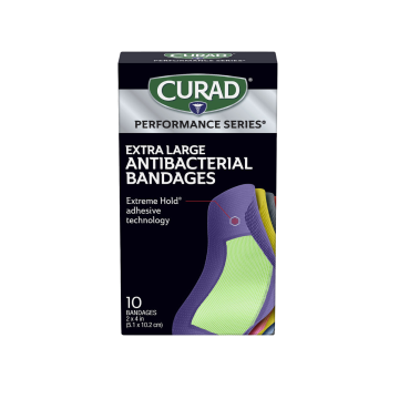 CURAD Performance Series Antibacterial Bandages XL Fabric Strip Assorted 30Ct