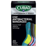 CURAD Performance Series Antibacterial Bandages Fabric Strip 1in x 3.25in Assorted 60Ct
