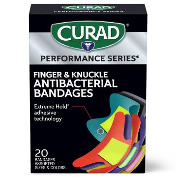 CURAD Performance Series Antibacterial Bandages Fingers/Knuckles Assorted 480Ct