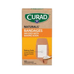 CURAD Naturals Adhesive Bandages/Pads Infused with Baking Soda 2in x 4in 10Ct