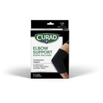 Curad Elastic Pull-Over Elbow Support Left/Right L/XL Black 4Ct