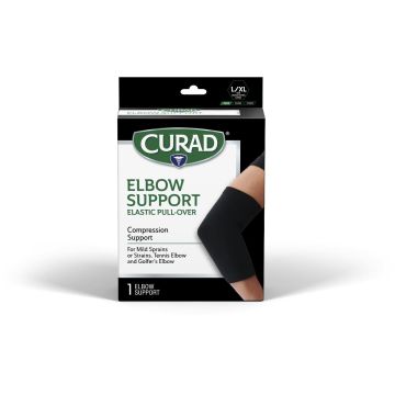 Curad Elastic Pull-Over Elbow Support Left/Right L/XL Black 1Ct