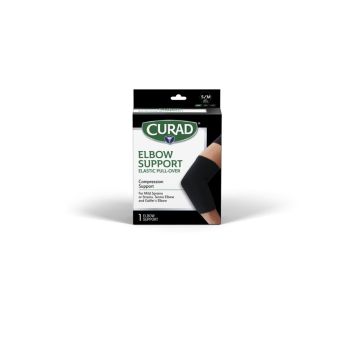 Curad Elastic Pull-Over Elbow Support Left/Right S/M Black 4Ct