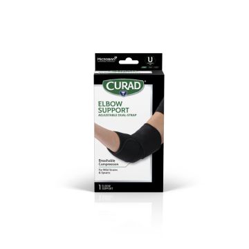 Curad Elbow Support with Microban Left/Right Universal Black 4Ct