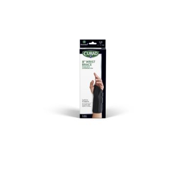 Curad Foam Wrist Splint with Aluminum Stay and Microban Left S/M 8in Black 4Ct