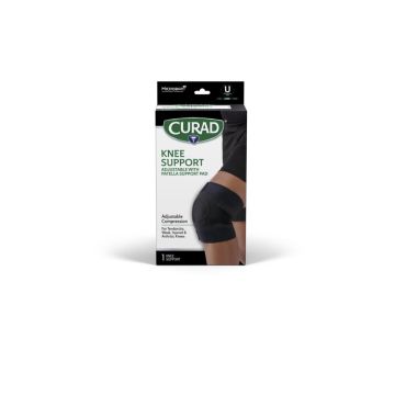 Curad Knee Support with Patella Pad and Microban Left/Right Universal Black 4Ct