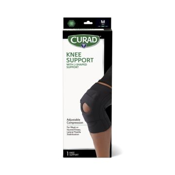 Curad Knee Support with J-Shaped Support Left M Black 4Ct