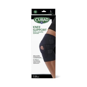 Curad Knee Support with J-Shaped Support Right L Black 4Ct