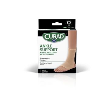 Curad Elastic Open-Heel Ankle Support Left/Right Universal Beige 4Ct