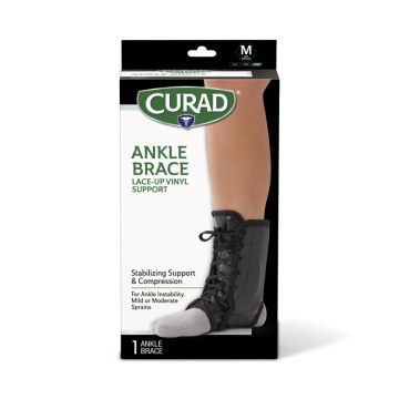 Curad Lace-Up Ankle Splint with Stays Left/Right M Black 4Ct