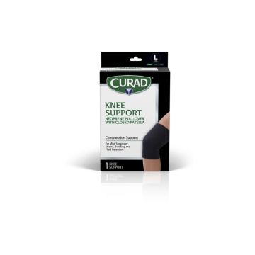 Curad Pull-Over Knee Support with Closed Patella Left/Right L Black 1Ct