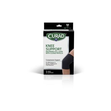 Curad Pull-Over Knee Support with Closed Patella Left/Right M Black 4Ct