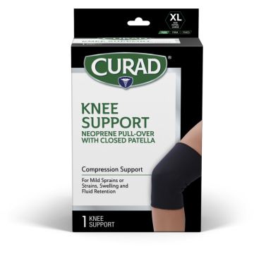 Curad Pull-Over Knee Support with Closed Patella Left/Right XL Black 4Ct