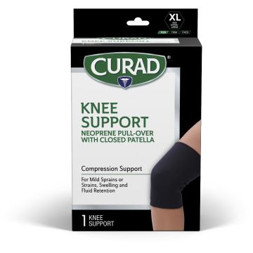 Curad Retail Knee Support with Closed Patella Left/Right XL Black 1Ct