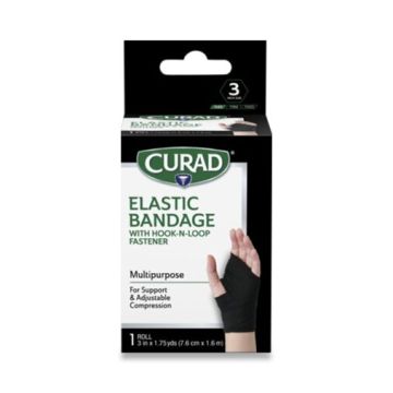 Curad Elastic Bandage with Hook-and-Loop Closure 3in x 1.75yds Black 1Ct