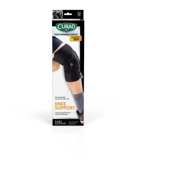 Curad Performance Series 50+ Knee Support with Spiral Stabilizers Left/Right Universal Black 4Ct