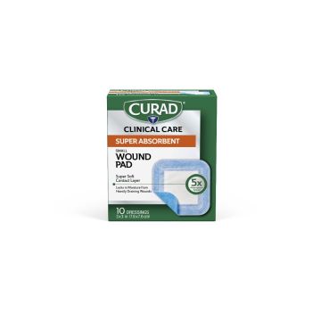 CURAD Clinical Care Super Absorbent Polymer Wound Dressings 3in x 3in 24Ct