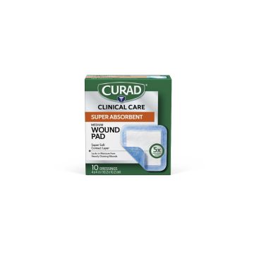 CURAD Clinical Care Super Absorbent Polymer Wound Dressings 4in x 4in 24Ct