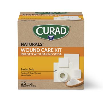 CURAD Naturals 25-Piece Wound Care Kit Infused with Baking Soda 12Ct