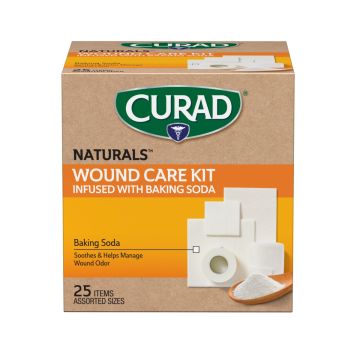 CURAD Naturals 25-Piece Wound Care Kit Infused with Baking Soda 1Ct